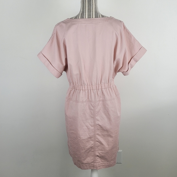 Universal Thread Large Blush Pink elastic waist full zip short sleeve dress - Picture 4 of 7